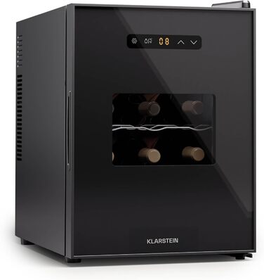 Klarstein Freistehendій виноховильник, 1 зона, 12 пляшок, 5-22°C. Виноховильник з прозорою дверцятами для вина та пива.