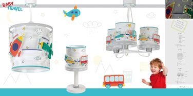 Dalber Children's Table Lamp Bedside Lamp Baby Travel Cars and Airplanes, Colorful