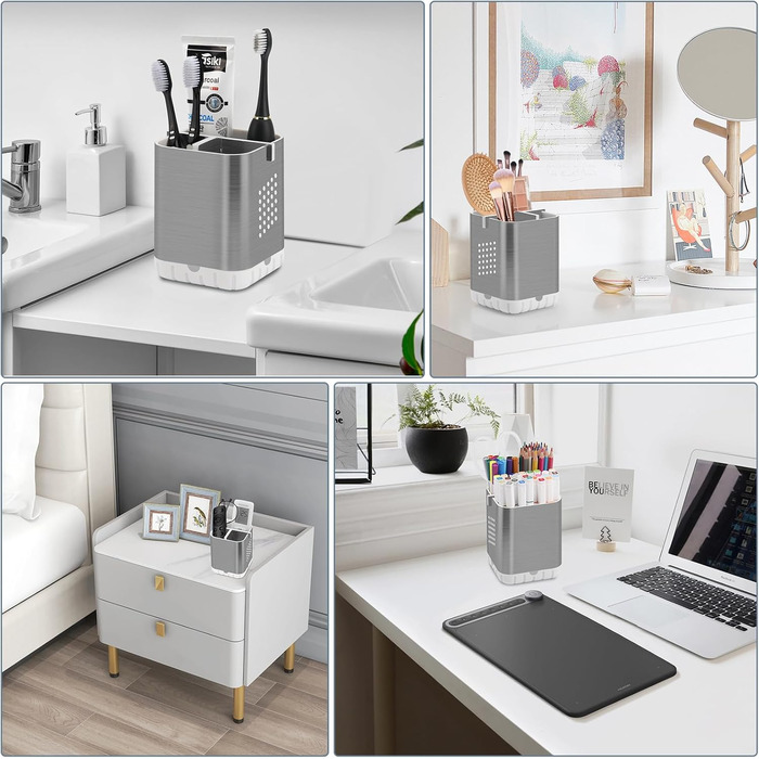 Тримач для електричної зубної щітки з підставкою для насадок та зливом | Організатор для ванної кімнати