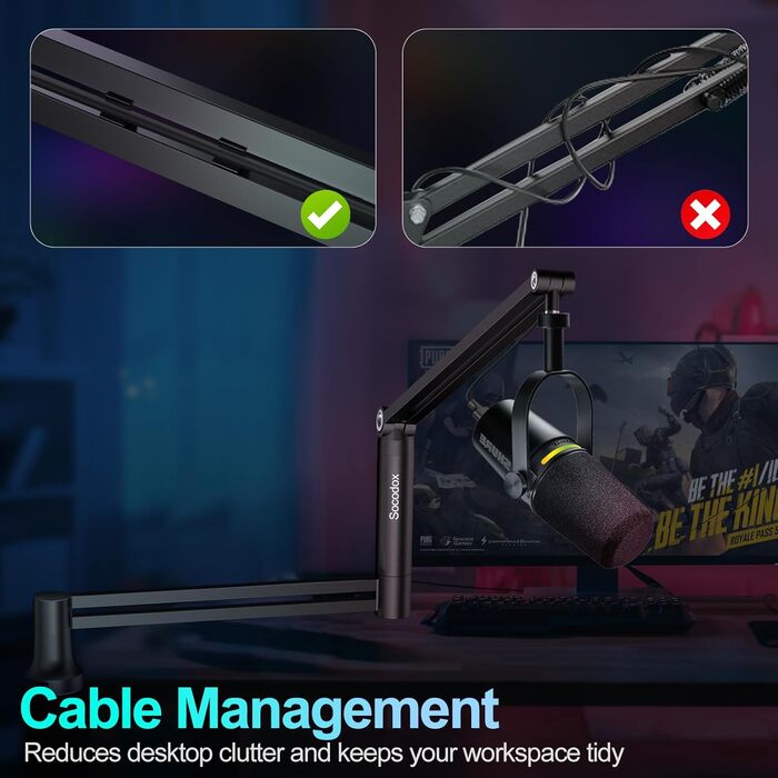 Кріплення для мікрофона на шарнірній стійці (Boom Arm) для Blue Yeti, до 1.5 кг, з адаптером 3/8' - 5/8'