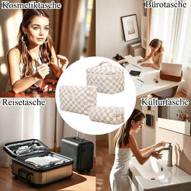 Набір косметичок з квітковим принтом для дівчаток та жінок, степкова косметичка для макіяжу, бавовняний набір культбеулів, косметичка Coquette, естетичний аксесуар Clean Girl, косметична сумочка (хакі в клітинку)