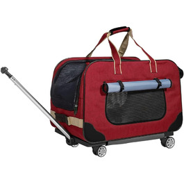 Переносний переноска для тварин з телескопічною ручкою, ролери для собак та котів (червоний)