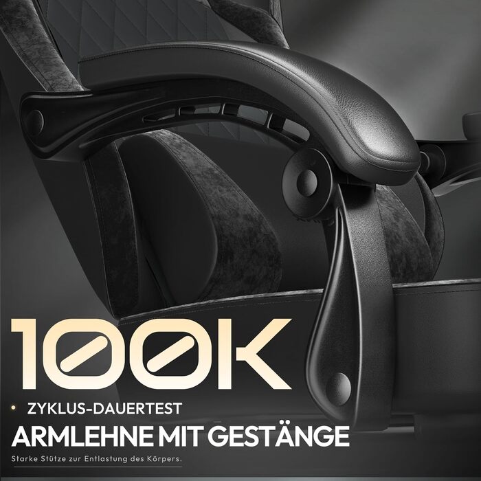 Ігровий крісло Dowinx з PU-шкіри, ергономічний, з підтримкою попереку, для ПК, до 150 кг (чорний)