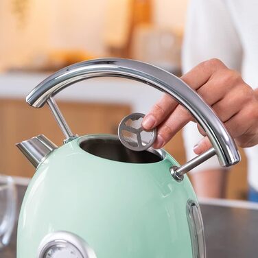 Електричний чайник Cecotec ThermoSense 420 Light Green, 1.8 л, 2200 Вт, з індикатором температури, зелений, з нержавіючої сталі, вінтажний стиль