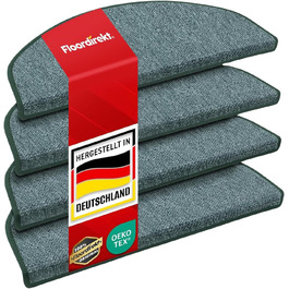 Килимок на сходинки Floordirekt 15 шт. (65x23 см, напівкруглий, зелений) для внутрішніх сходів, самоклеючий, захист сходів