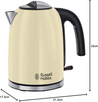 Електричний чайник Russell Hobbs 1.7л, 2400W, Edelstahl Creme, з функцією швидкого кип'ятіння, фільтр від накипу, оптимальна виливна горловина, індикатор рівня води