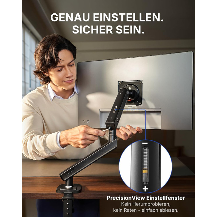Кронштейн для монітора HUANUO FlowLift Pro MechaSpring, 13-32 дюйми, до 9 кг, регулювання нахилу, повороту та обертання, VESA 75/100 мм, для геймінгу та офісу