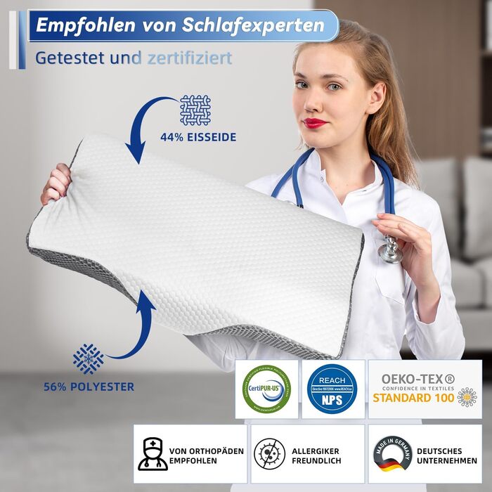 IDEA Pillow Neck Pain Relief, Ergonomic Orthopedic Pillow Neck Support, Memory Foam Pillow for Side, Back & Stomach Sleepers, Anti-Snoring Pillow for Men Women (62 * 34.5 * 12/8CM)