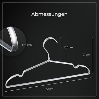 Parusia Clothes Hangers Silver, 42cm wide, 1cm thick, Stainless Steel Clothes Hangers, shape-stable, for space-saving clothes storage & organization of wardrobe, clothes rack (10)