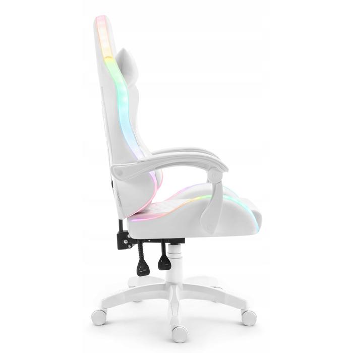 Ігрове крісло Hell's Chair HC-1000 White LED RGB, екошкіра, біле