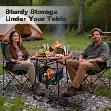 Складний алюмінієвий стіл для кемпінгу Odoland з регульованою висотою та сумкою для зберігання 46x42x42-60 см