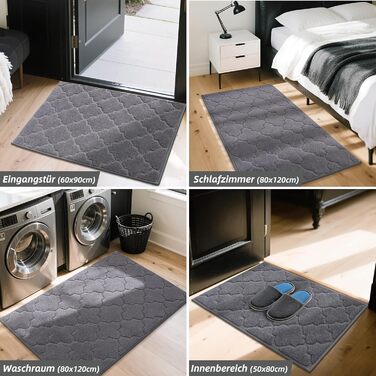Килимок придверний COSY HOMEER 50x80 см сірий, антиковзний, вологостійкий, для кухні, коридору, тераси - машинне прання