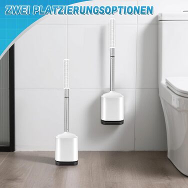 Набір для туалету: щітка для унітазу з тримачем, нержавіюча сталь та силікон, настінний кріплення, чорний колір (Weiß B)