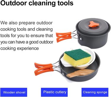 Набір посуду для кемпінгу WIDESEA на 2-3 особи, антипригарне покриття, сковорода, каструля та чайник, набір мірний, для походів/трекінгу/пікніків на природі (світло-сірий)