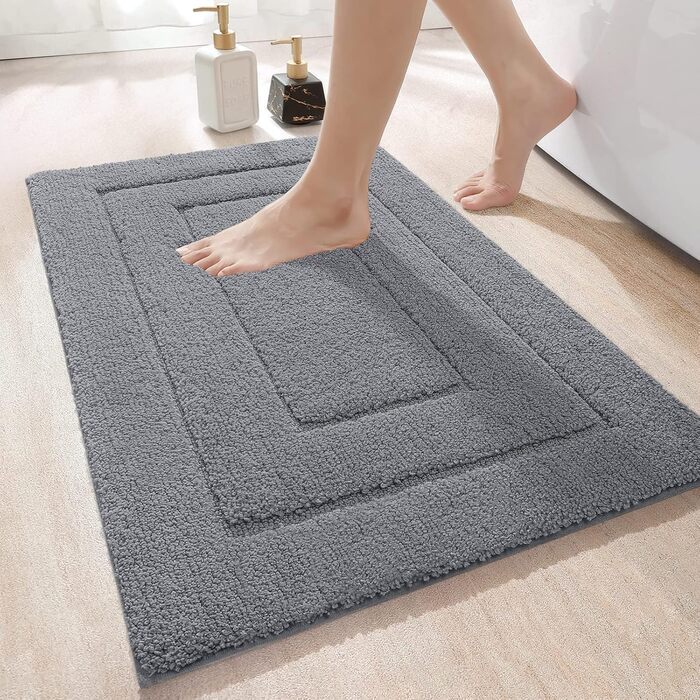 Килимок для ванної кімнати DEXI, неслизький, м'який, водопоглинаючий, 40 x 60 см, сірий