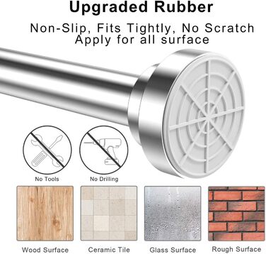 Телескопічна штанга для душу Siler 120-290 см, не потребує свердління, з нержавіючої сталі, висувна, регульована, для душу та ванни