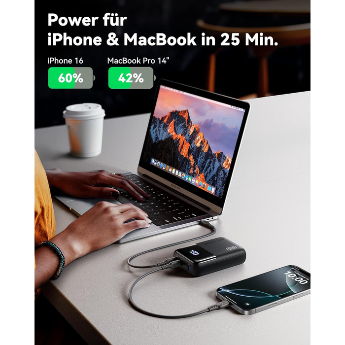 Power Bank INIU 100W 25000mAh USB-C: для ноутбуків, iPad, iPhone, DJI, камер | 25000 mAh
