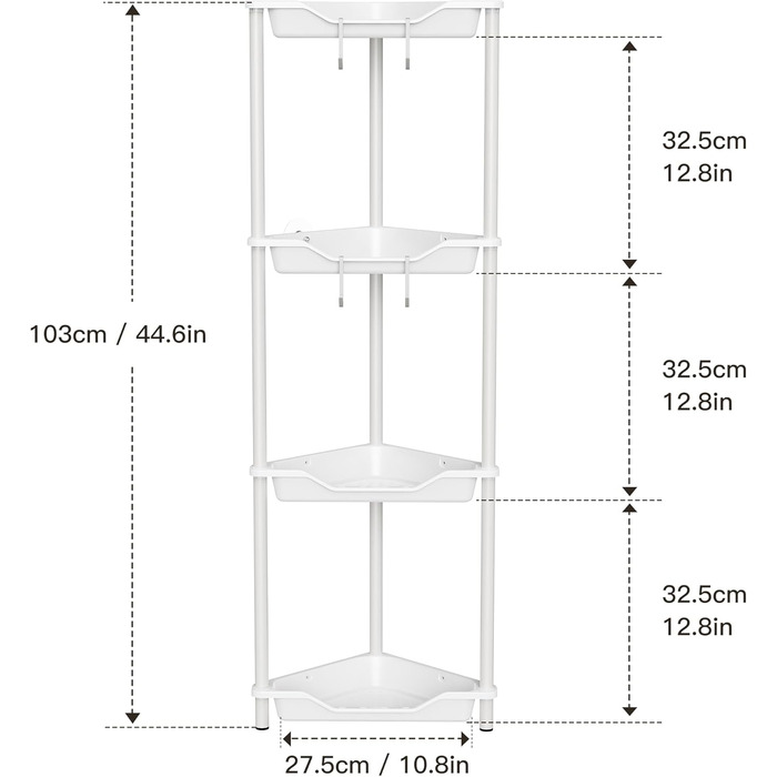 Набір з 4 кутових поличок для душу Orimade, нержавіюча сталь, чорний
