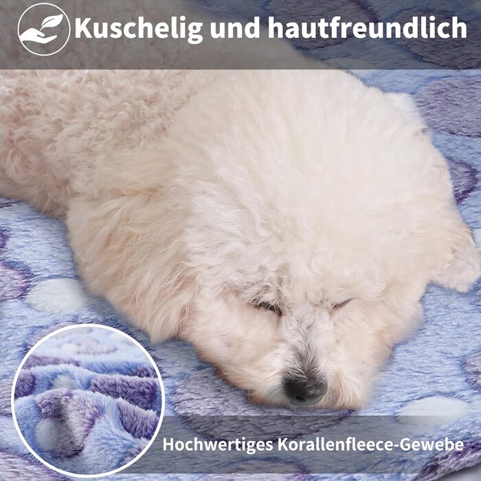 М'яка ковдра для собак та котів Demigeat, 3 шт. – тепла, миюча, для літа та весни, середнього розміру, принт 