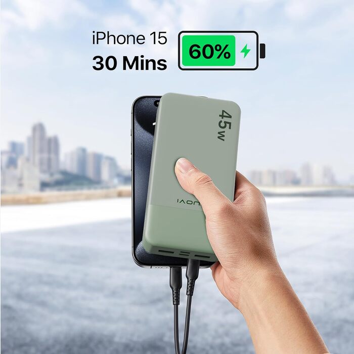 Power Bank JUOVI J2621, 20000mAh, 45W, для Switch, MacBook, iPhone, Samsung, Steam Deck