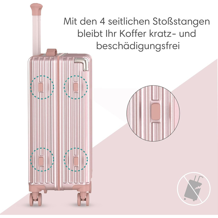 Набір валіз Voyagoux 2 шт. - 39L та 113L, жорсткі валізи, TSA-замок, ABS пластик, 4 колеса 360°, міцні та легкі, рожеве золото