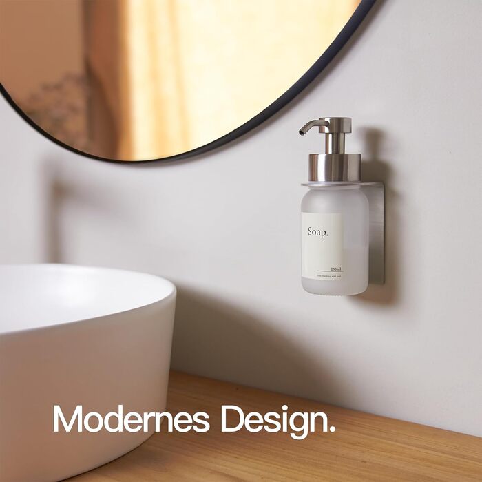 Glass Soap Dispenser Bathroom | Stainless Steel Pump Dispenser for Liquid Soap | Dish Soap Dispenser Kitchen Modern | 250ml | Black/Brown Glass