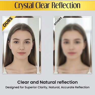 Дзеркало прямокутне скошеного краю без рами, 61 x 91,4 см. Скло безпечне, сучасний дизайн для ванної кімнати, спортзали, передпокої.