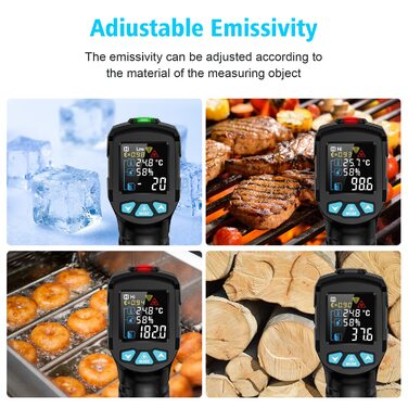 Інфрачервоний термометр MESTEK з лазерним цільовим вказівником -50°C ~ 550°C. Безконтактний вимірювач температури для кухні, барбекю, холодильника, промисловості