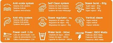 Праска HÆGER ULTRA STEAM 2800: потужність 2800W, керамічна підошва, захист від накипу та протікання, самоочищення.