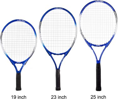Senston Tennis Racket 19/23/25 Inch One-Piece Design with Carry Bag, Overgrip & Vibration Dampener (Blue)