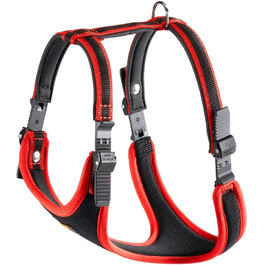 Шлейка для собак Ferplast ERGOCOMFORT Medium, зручна, з м'якою підкладкою, регульована, з подвійним мікрорегулюванням, швидка застібка, срібляста (червона), обхват шиї 37-47 см, обхват грудей 55-65 см