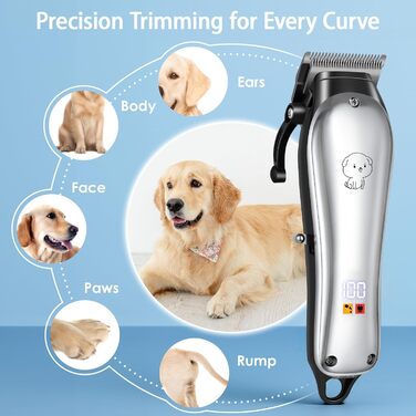 Професійна машинка для стрижки собак та котів Leise, 4 насадки, бездротова, для густого та кучерявого волосся