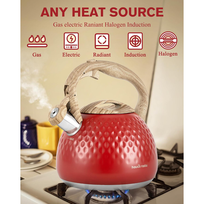 Чайник для заварювання Teekessel 2,7 л з емальованим покриттям зеленого кольору з імітацією дерева, з носиком, з нержавіючої сталі, антипригарний, з термостійкою ручкою оливкового кольору (Класичний червоний)