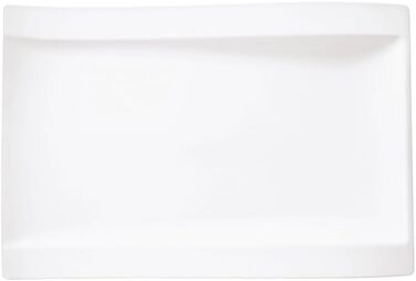 Villeroy & Boch New Wave Flat Plate, Square, Porcelain, White, Gourmet Plate 37 x 25 cm, 4