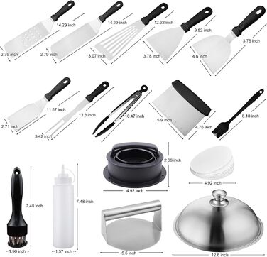 Набір гриль-аксесуарів Kwaiyole: набір інструментів для гриля з нержавіючої сталі, важкий гриль-шпатель, аксесуари для кемпінгу, BBQ, Smoker, Plancha, газового гриля. Ідеальний подарунок для чоловіків та жінок.