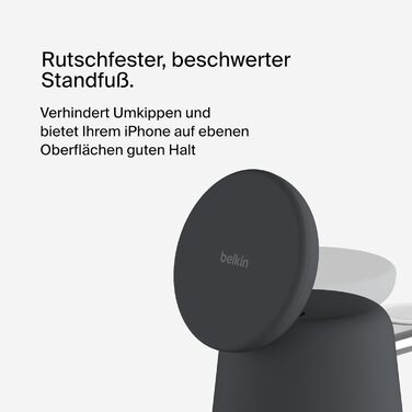 Беспроводная зарядная станция Belkin BoostCharge Pro 2-в-1 Qi2 15W MagSafe для iPhone, Apple Watch, AirPods (вугільний)