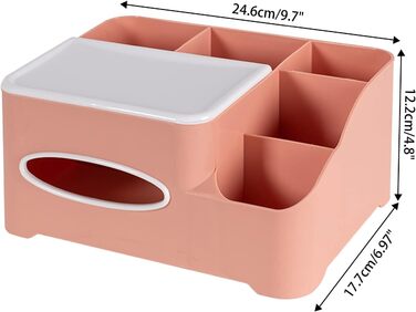 Tissue Box, Tissue Holder, Multifunctional Tissue Holder with Stylish Remote Control Desk, Cosmetic Tissue Box for Office Bedroom Car (A Pink)