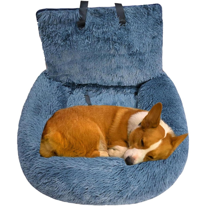 Автокрісло для собак | Підстилка-ліжко в авто | Знімне автокрісло для тварин | Безпечний крісло-ліжко для собак | М'яке, тепле автокрісло-ліжко для собак, сірий колір