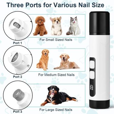 Електричний триммер для собак та котів Aomig Krallenschleifer 6 шт. з LED-дисплеєм та змінними насадками