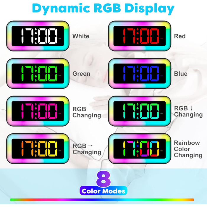 Цифровий годинник-дзеркало MOSUO з USB зарядкою, LED дисплеєм, температурою та голосовим керуванням