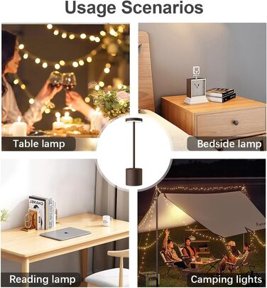 LED акумуляторна настільна лампа бездротова, 5000mAh, USB-зарядка, диммування, 3 режими кольору, для дому та вулиці