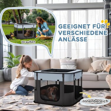 PawHut® Вольєр для цуценят, огорожа для собак, вольєр-загон, сірий, 74 x 60 x 45 см