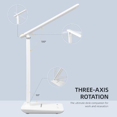 LED лампа настільна Carehabi з USB, 5 кольорів та 5 рівнів яскравості, торкання, для дітей, кімната, офіс