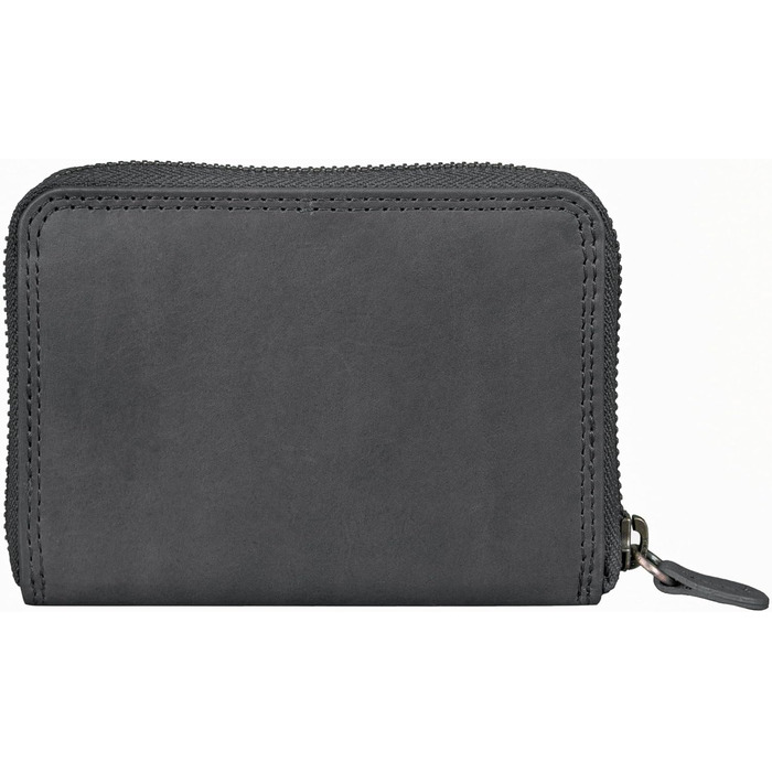 Benthill Wallet Women's Small Genuine Leather | Wallet with RFID Protection | Flat Slim Card Holder with Zipper & 6 Card Slots, Color: Gray