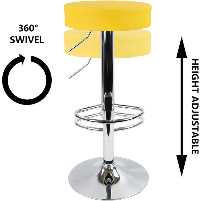 KKTONER Adjustable Height Swivel Bar Stool - SPA, Office, and Task Chair with PU Leather (Yellow)