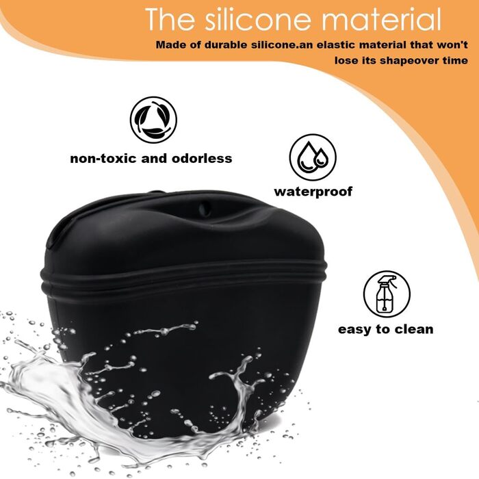 Силіконові мішечки для корму собак, з магнітною застібкою, для прогулянок та тренувань на вулиці (1 шт, чорний)