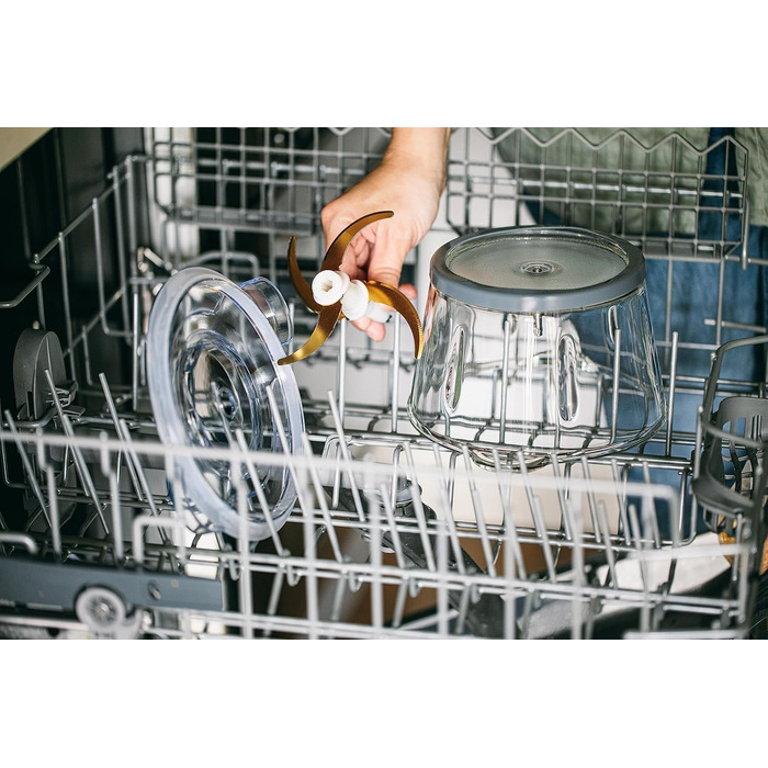 Електричний подрібнювач Family Care для кухні: 3 титанові леза, 300W, скляна чаша 600 мл, подрібнювач м'яса, цибулі, овочів, горіхів, льоду. Багатофункціональний.