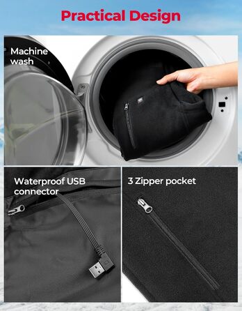 Електрична гріюча жилетка KEMIMOTO з 4 зонами нагріву, флісова жилетка USB для чоловіків та жінок, для мотоцикла, велосипеда, катання на лижах, кемпінгу, піших прогулянок (без акумулятора)