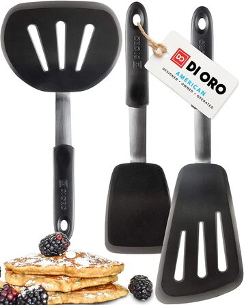 Лопатка кухонна DI ORO Silikon - набір 3 шт. Стійка до високих температур (315°C), BPA-free, для антипригарного посуду, підходить для яєць, млинців та бургерів