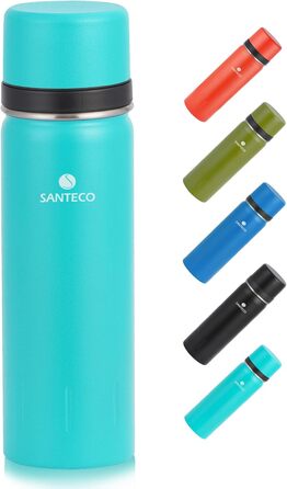 Термос-термокана Santeco з нержавіючої сталі, 1л, 500мл, з антивитіканням, ізольована пляшка з кришкою-чашкою для подорожей, термос для кави та чаю для дітей, спорту, без BPA, 24 години холод & 12 годин гарячий (зелений джунглів, 1000 мл)